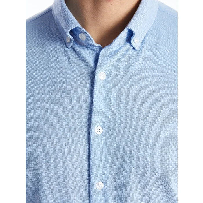 LCW Vision Mavi Slim Fit Uzun Kollu Oxford Erkek Gömlek