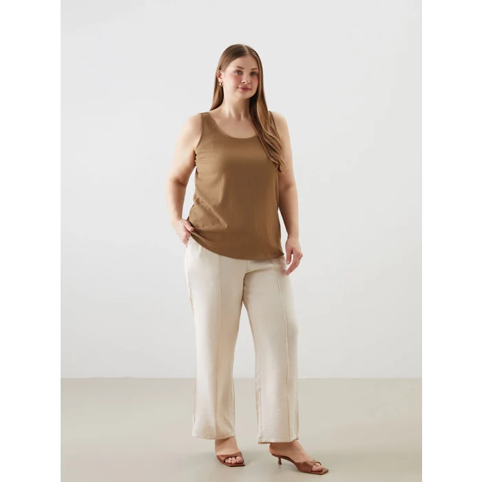 LCWAIKIKI Classic Bej Beli Lastikli Kadın Pantolon