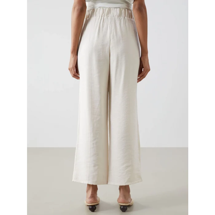 LCWAIKIKI Classic Bej Beli Lastikli Kadın Pantolon