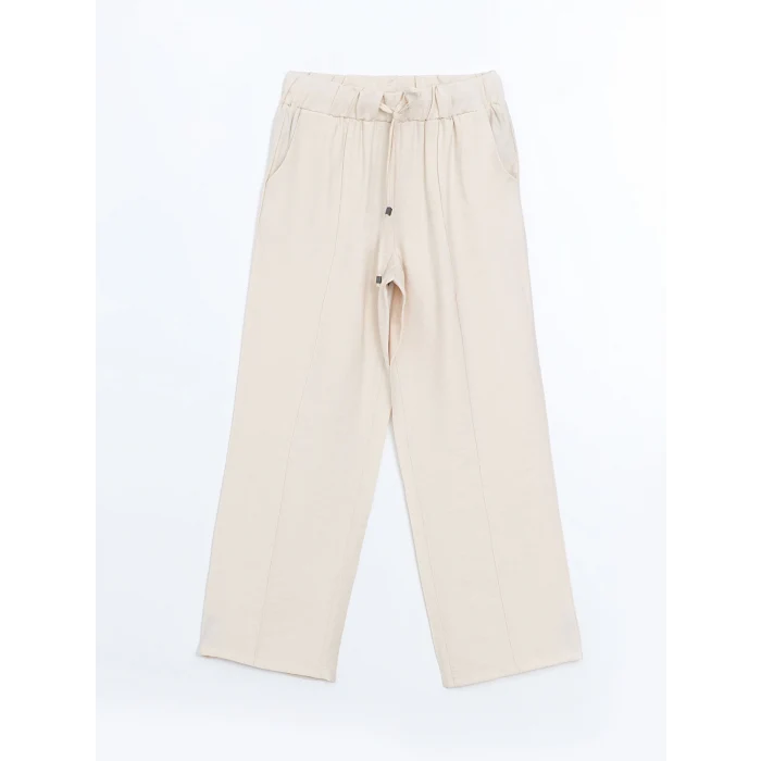 LCWAIKIKI Classic Bej Beli Lastikli Kadın Pantolon