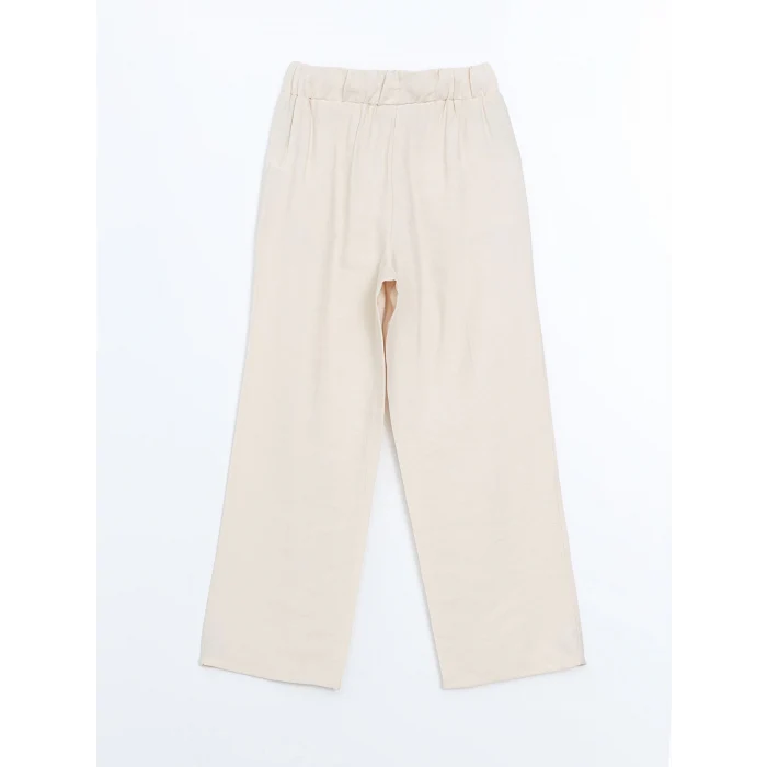 LCWAIKIKI Classic Bej Beli Lastikli Kadın Pantolon