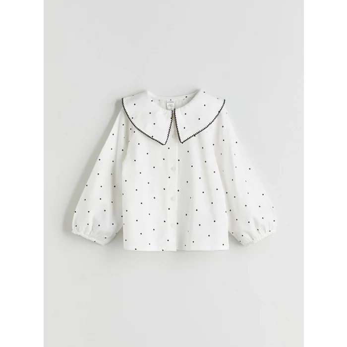 LCW Kids Ekru Bebe Yaka Puantiye Kız Çocuk Bluz