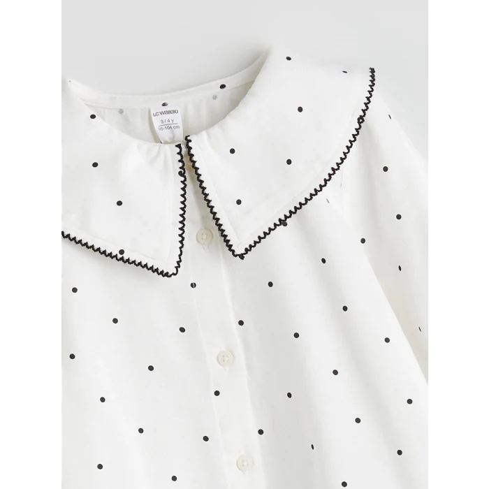 LCW Kids Ekru Bebe Yaka Puantiye Kız Çocuk Bluz