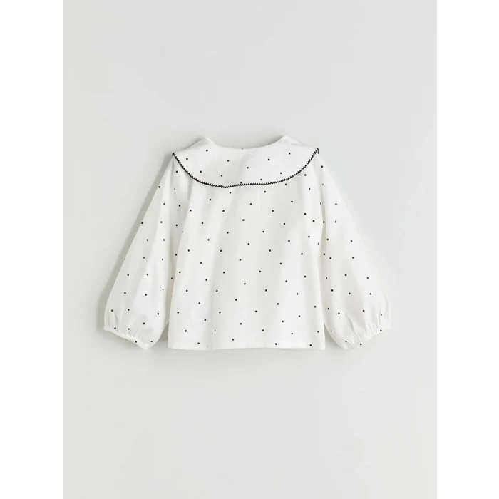 LCW Kids Ekru Bebe Yaka Puantiye Kız Çocuk Bluz