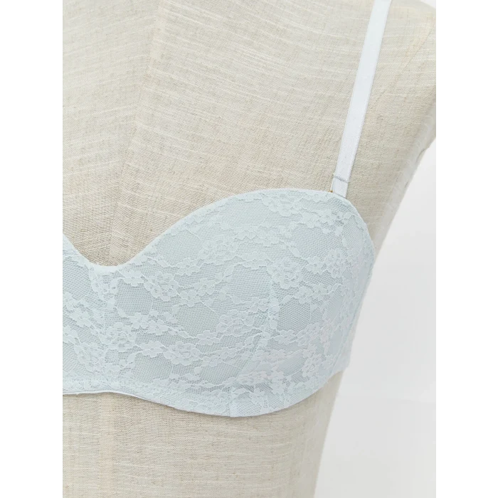 LCW DREAM Mavi Balenli Dolgusuz Dantelli Straplez Sütyen