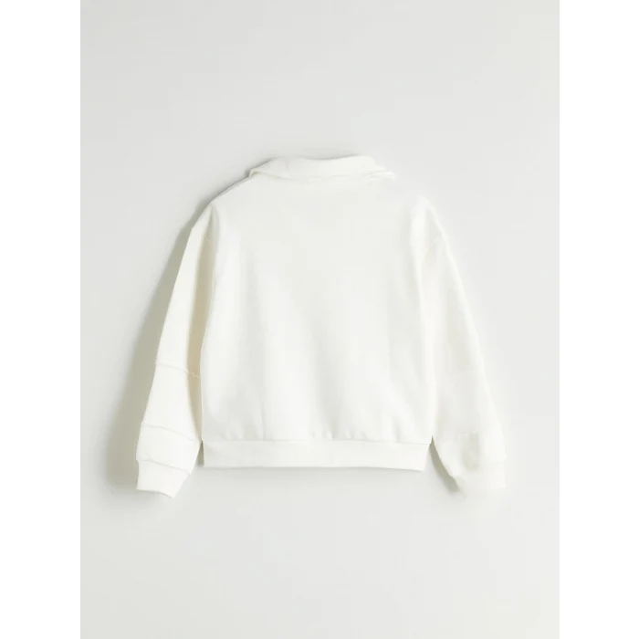 LCW Kids Ekru Polo Yaka Kız Çocuk Sweatshirt