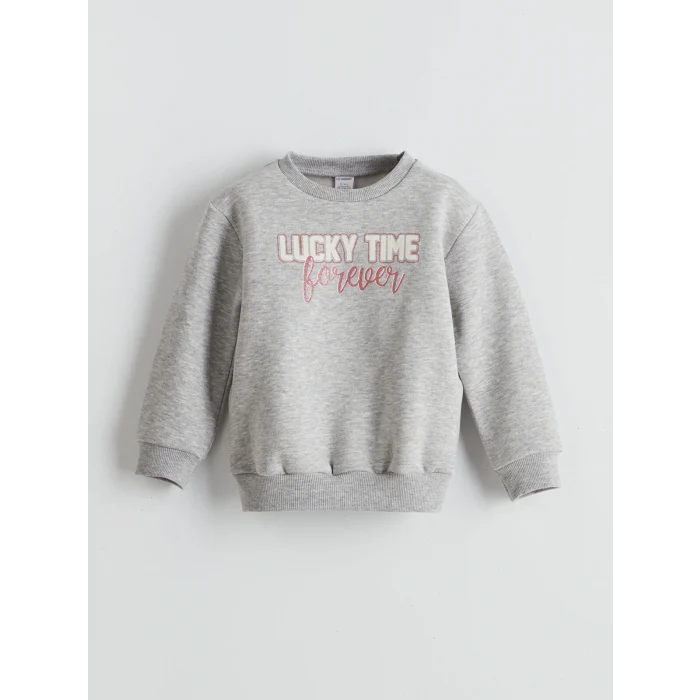LCW Kids Ekru Ayı Teddy Baskılı Kız Çocuk Kalın Sweatshirt 2li