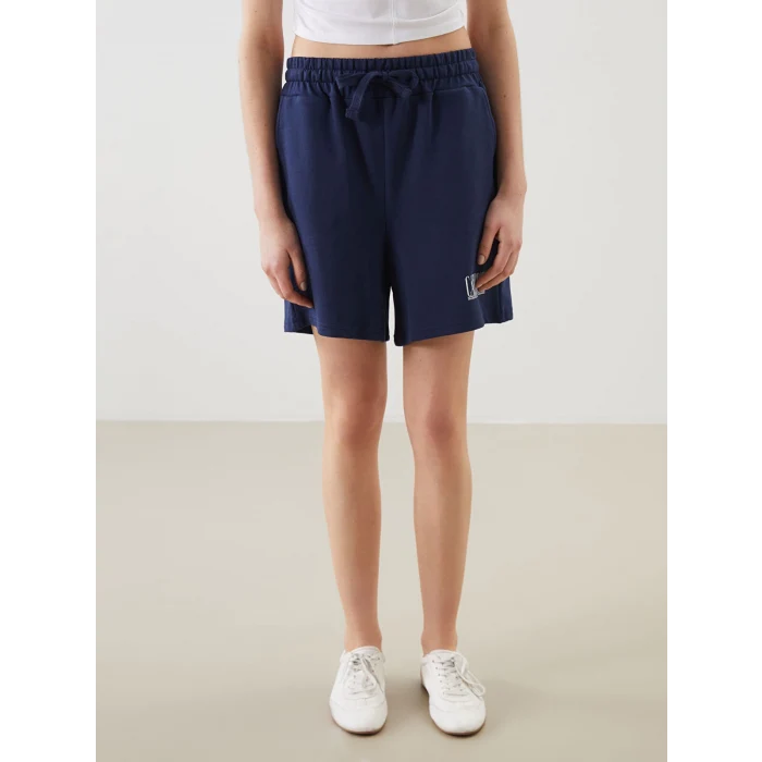 XSIDE Lacivert Beli Lastikli California Baskılı Kadın Şort