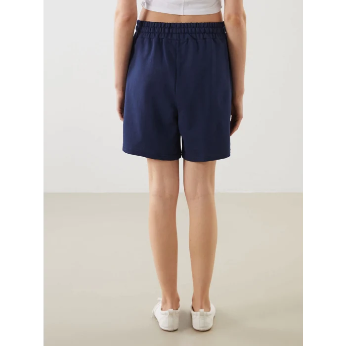 XSIDE Lacivert Beli Lastikli California Baskılı Kadın Şort