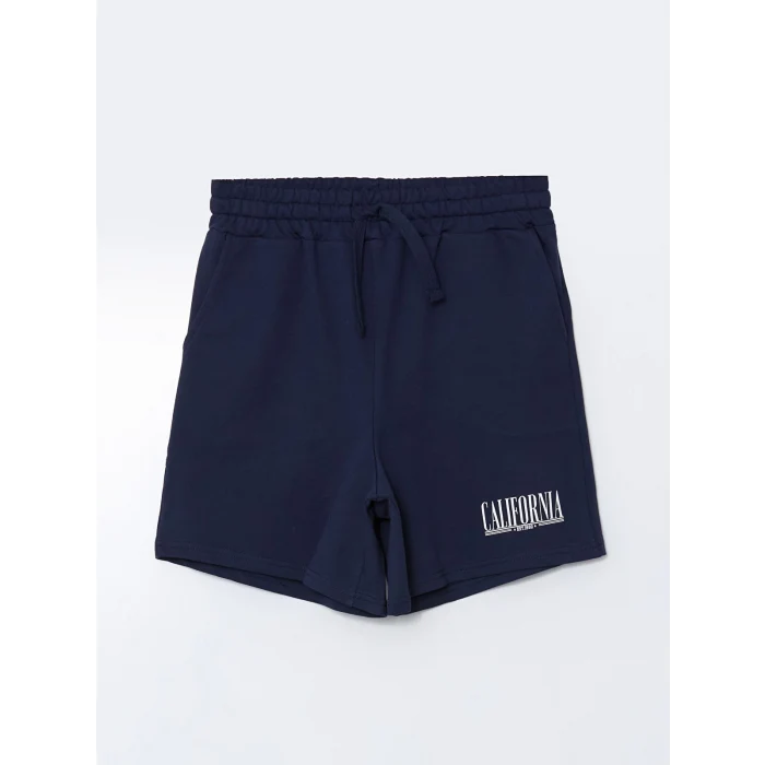XSIDE Lacivert Beli Lastikli California Baskılı Kadın Şort