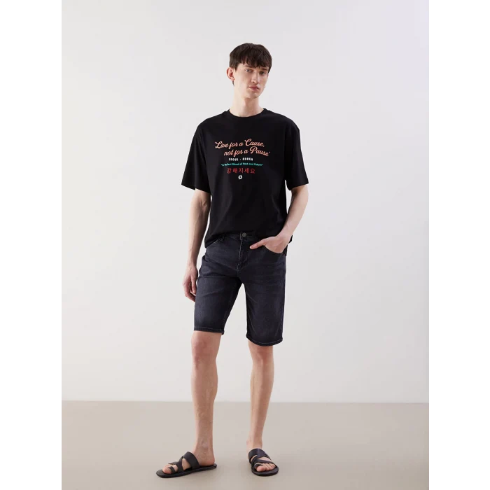 LCW Jeans Siyah Standart Kalıp Erkek Jean Şort