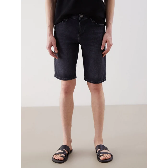 LCW Jeans Siyah Standart Kalıp Erkek Jean Şort