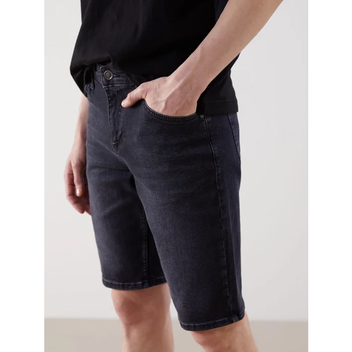 LCW Jeans Siyah Standart Kalıp Erkek Jean Şort