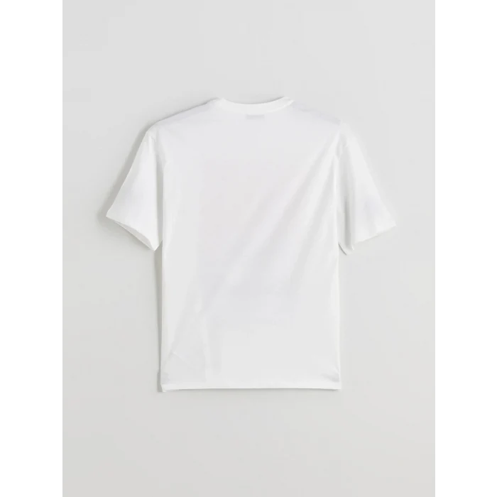 LCW Vision Ekru Bisiklet Yaka Roma Baskılı Oversize Kadın Tişört