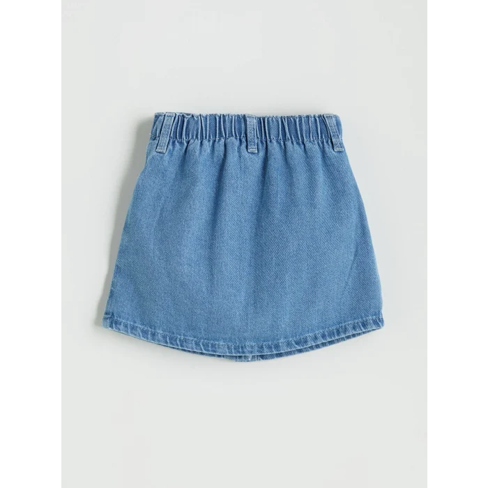 LCW Kids Indigo Beli Lastikli Nakışlı Kız Çocuk Jean Etek