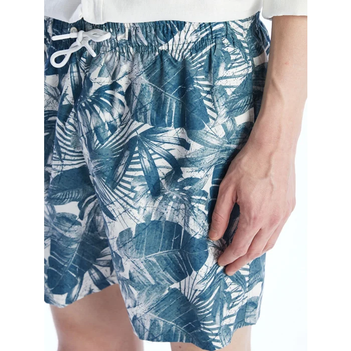 XSIDE Yeşil Kısa Boy Desenli Erkek Deniz Şortu