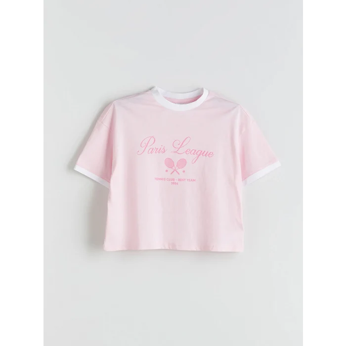 LCW Kids Pembe Bisiklet Yaka Kız Çocuk Tişört ve Şort Etek