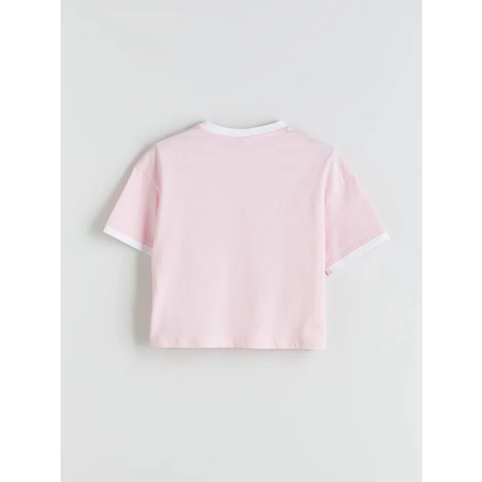 LCW Kids Pembe Bisiklet Yaka Kız Çocuk Tişört ve Şort Etek