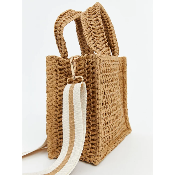 LCW ACCESSORIES Kahverengi Ayarlanabilir Askılı Kadın Hasır Omuz Çantası