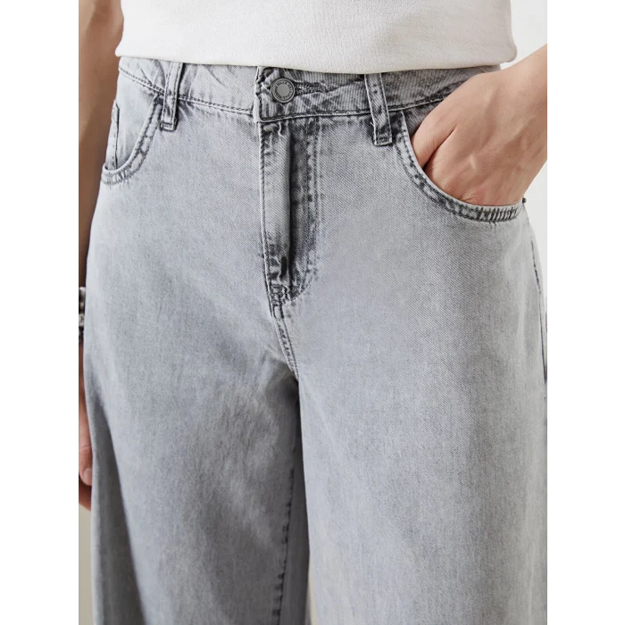 LCW Jeans Gri Wideleg Kadın Jean Pantolon