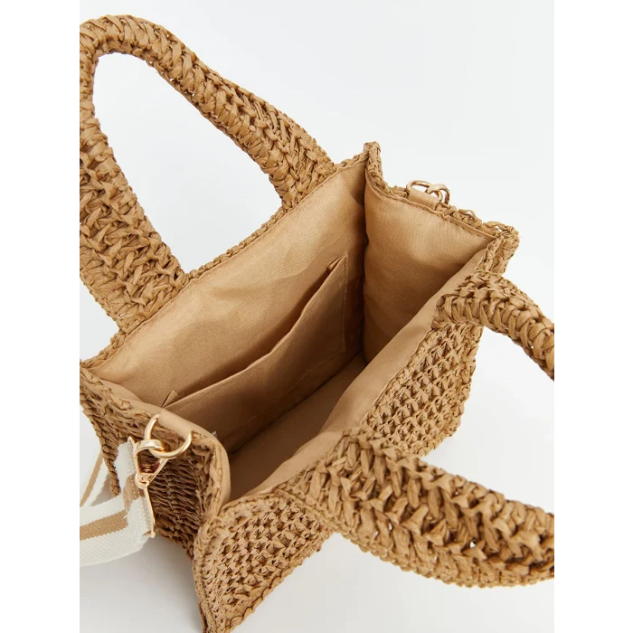 LCW ACCESSORIES Kahverengi Ayarlanabilir Askılı Kadın Hasır Omuz Çantası