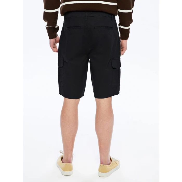 XSIDE Siyah Standart Kalıp Gabardin Erkek Kargo Şort