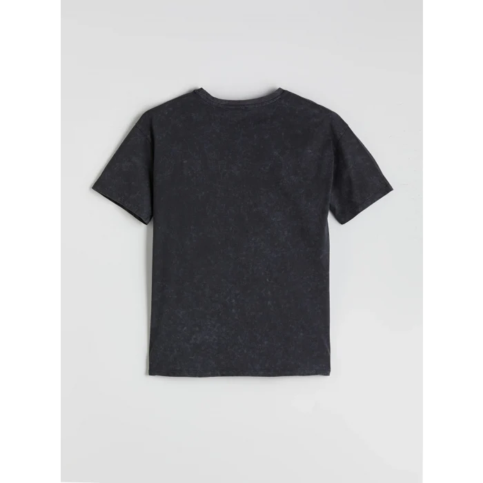 XSIDE Antrasit Bisiklet Yaka Baskılı Kadın Tişört