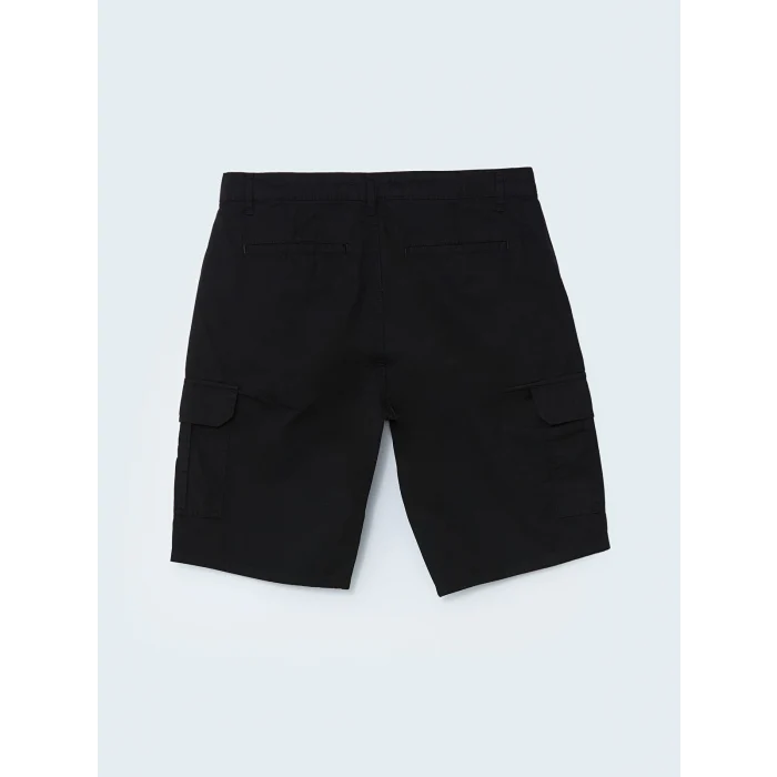 XSIDE Siyah Standart Kalıp Gabardin Erkek Kargo Şort