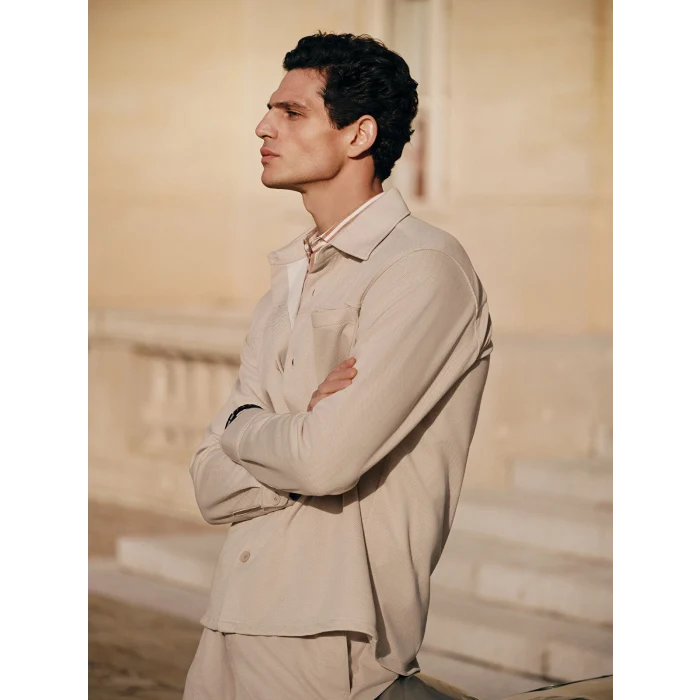 SOUTHBLUE Bej Regular Fit Uzun Kollu Erkek Gömlek Ceket