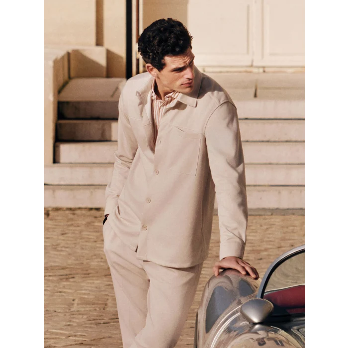 SOUTHBLUE Bej Regular Fit Uzun Kollu Erkek Gömlek Ceket