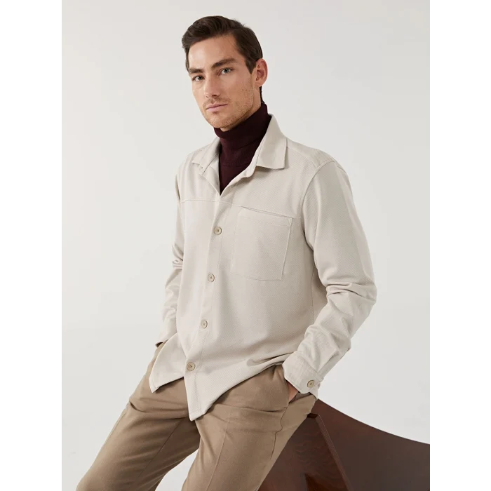 SOUTHBLUE Bej Regular Fit Uzun Kollu Erkek Gömlek Ceket
