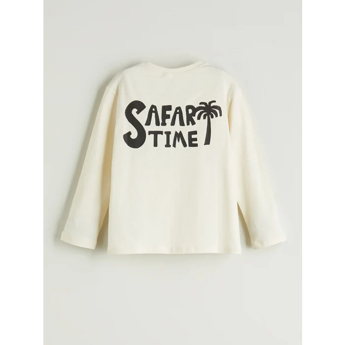 LCW baby Bej Bisiklet Yaka Baskılı Erkek Çocuk Tişört 2li