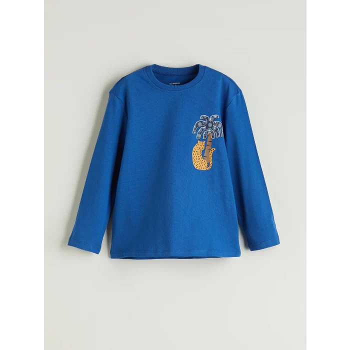 LCW baby Bej Bisiklet Yaka Baskılı Erkek Çocuk Tişört 2li