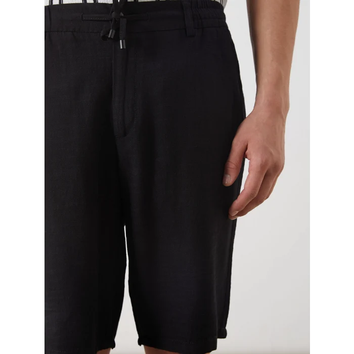 LCW Vision Siyah Standart Kalıp Keten Görünümlü Erkek Şort