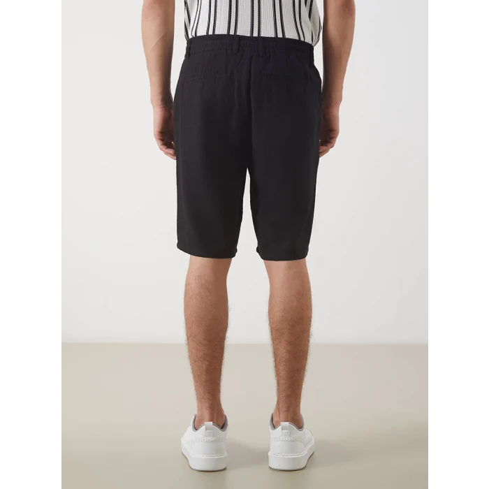 LCW Vision Siyah Standart Kalıp Keten Görünümlü Erkek Şort