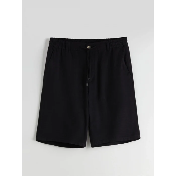 LCW Vision Siyah Standart Kalıp Keten Görünümlü Erkek Şort