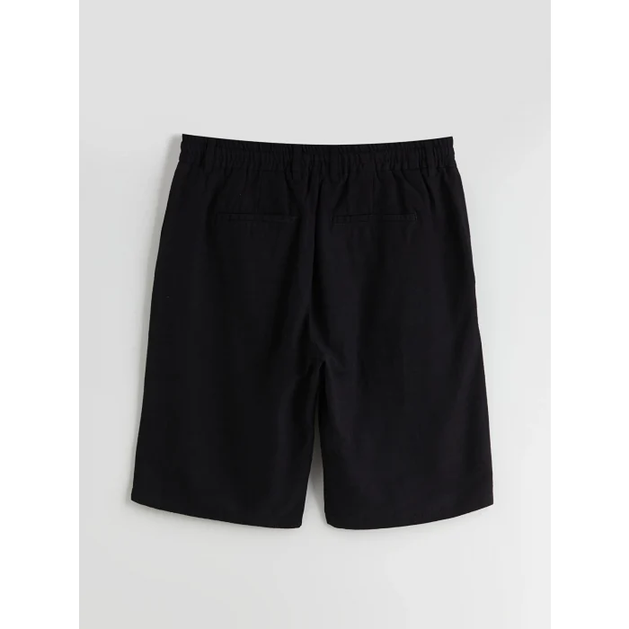 LCW Vision Siyah Standart Kalıp Keten Görünümlü Erkek Şort