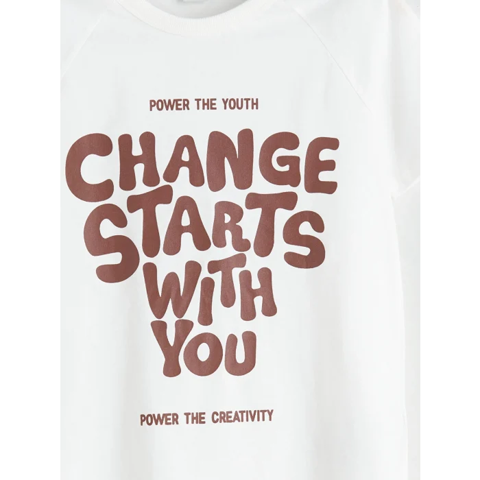 LCW Kids Ekru Bisiklet Yaka Erkek Çocuk Tişört ve Şort