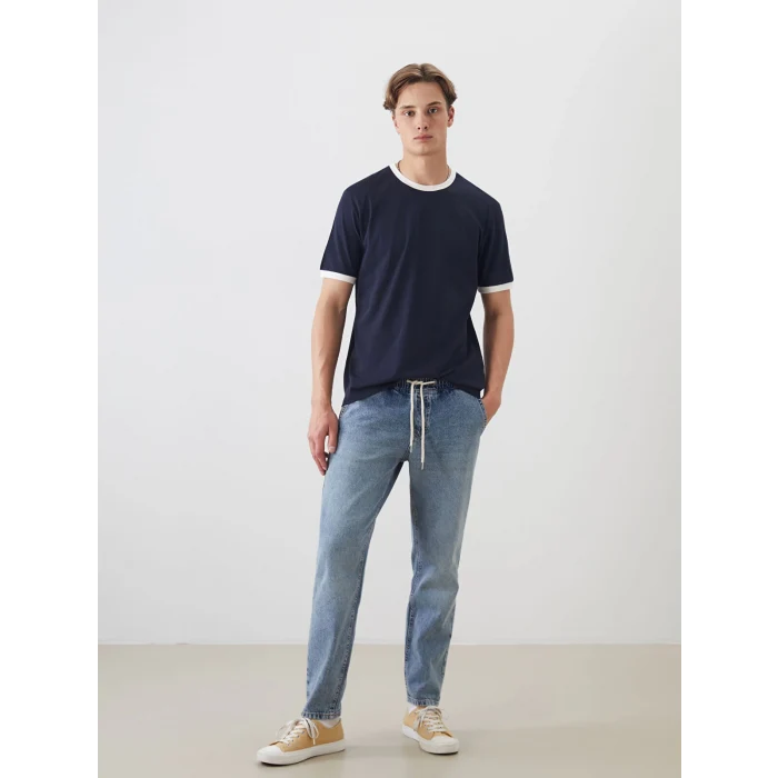 XSIDE Lacivert Bisiklet Yaka Penye Erkek Tişört