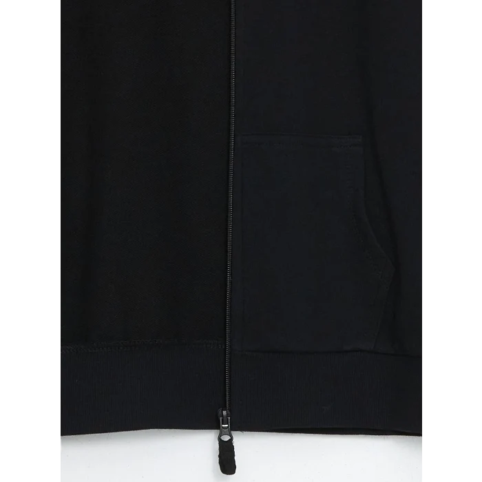 LCW Kids Siyah Kapüşonlu Basic Uzun Kollu Kız Çocuk Fermuarlı Sweatshirt