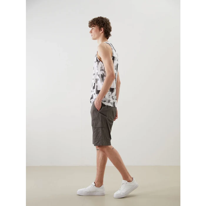XSIDE Haki Standart Kalıp Gabardin Erkek Kargo Şort