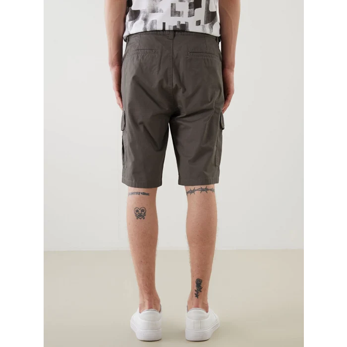 XSIDE Haki Standart Kalıp Gabardin Erkek Kargo Şort