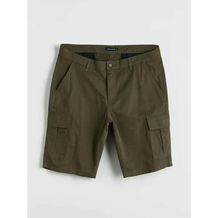 XSIDE Haki Standart Kalıp Gabardin Erkek Kargo Şort