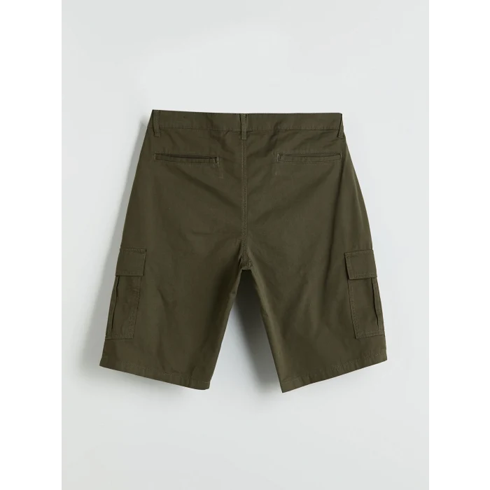 XSIDE Haki Standart Kalıp Gabardin Erkek Kargo Şort