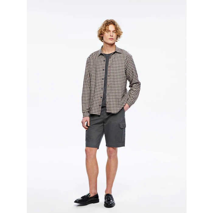 XSIDE Antrasit Standart Kalıp Gabardin Erkek Kargo Şort