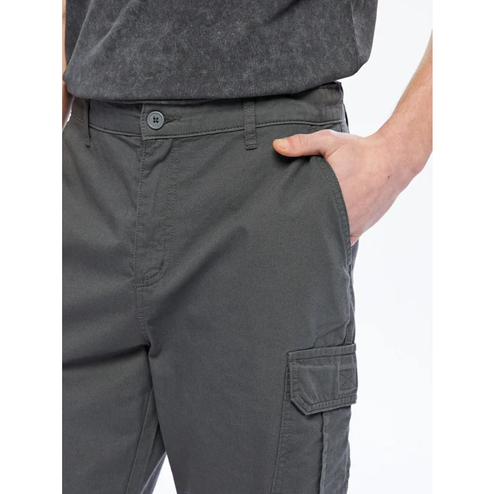 XSIDE Antrasit Standart Kalıp Gabardin Erkek Kargo Şort