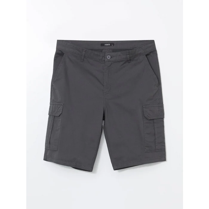 XSIDE Antrasit Standart Kalıp Gabardin Erkek Kargo Şort