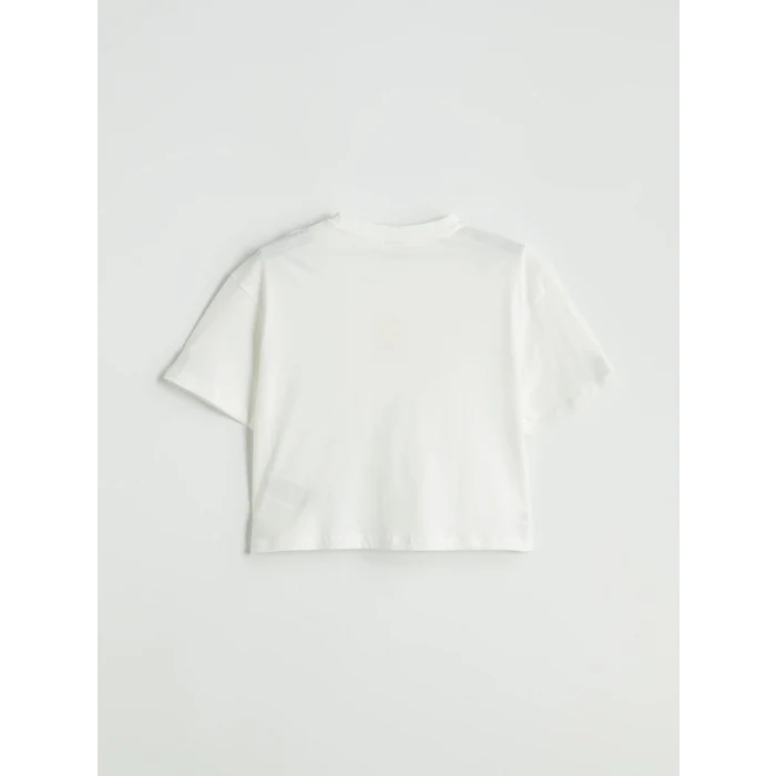 LCW Kids Ekru Bisiklet Yaka Kız Çocuk Tişört ve Şort Etek