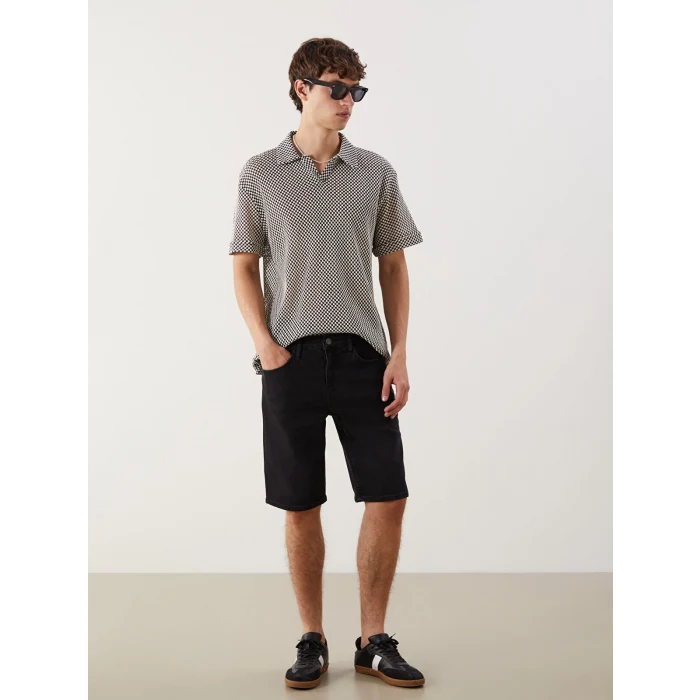 LCW Jeans Siyah Slim Fit Erkek Jean Şort