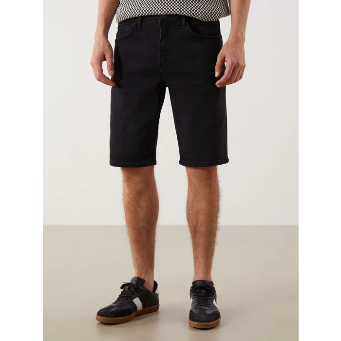 LCW Jeans Siyah Slim Fit Erkek Jean Şort